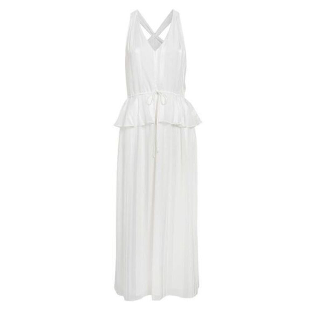 SAM EDELMAN NWT Fab White Shadow Stripe Peplum Maxi Dress US 4